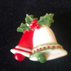 🎄 Vintage Celluloid Sleigh Bell Pin